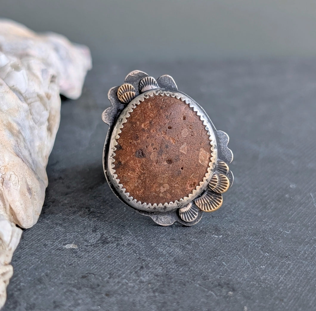 Beach Stone Statement Ring - size 8.25