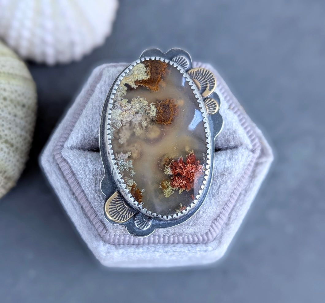 Garden Agate Statement Ring - size 8.5